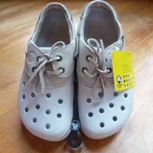 RARE NWT Islander Crocs - White/White - Sz 7!